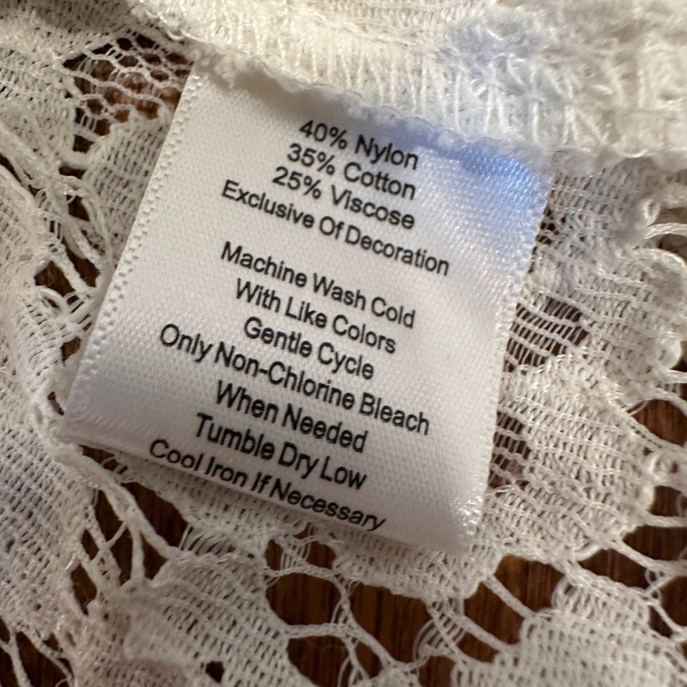 Anthropologie Calligraphie Lace Button Up Shirt Cream‎ Romantic Sheer Blouse M - Picture 8 of 12